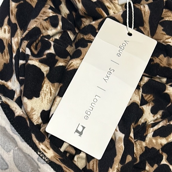 Leopard Print Bodysuit Turtleneck Long Sleeve full bottom brown tan,black size L - Picture 12 of 17